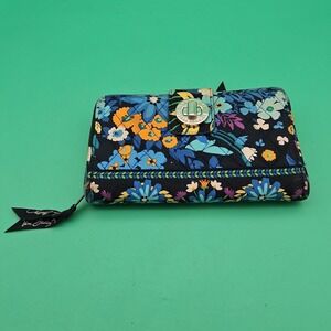 Vera Bradley Wallet Midnight Blues Turnlock Women's Retired Pattern